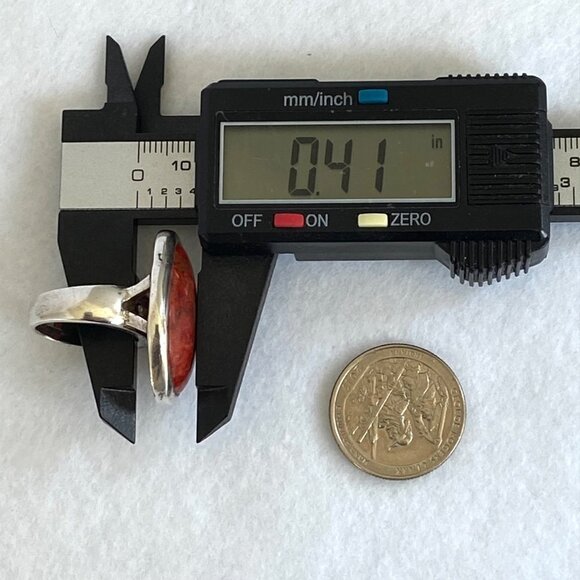 BARSE Sterling Silver 925 Thai Large 1.22" Oval Red Sponge Coral Ring Sz 6.75 - Picture 15 of 16